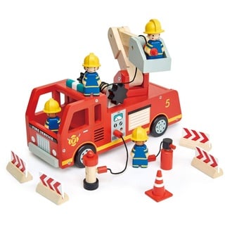 Tender Leaf Toys TL8367-Camion Feuerwehrmann aus Holz