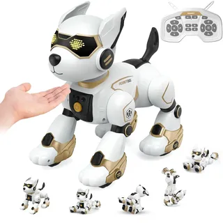 okk Roboter Hund Kinder Ferngesteuerter Spielzeug, Intelligenter interaktiver Robohund, Roboterhund für Kinder mit 18 Funktionen, Programmierbarer Tanz Musik RC Hund Roboter Spielzeug für 3-12 Kinder