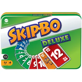 Mattel Games Skip-BO Deluxe, in Metallbox, Kartenspiele für die Familie, Perfekt als Kinderspiel, Reisespiel oder Spiel für Erwachsene, Spielzeit: 30 Min, für 2-6 Spieler, ab 7 Jahren, L3671