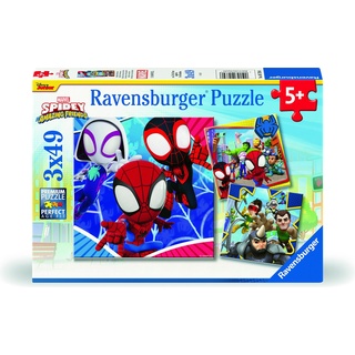 Ravensburger Kinderpuzzle 05730 - Spideys Abenteuer - 3x49 Teile Spidey und seine Super-Freunde (49 Teile)