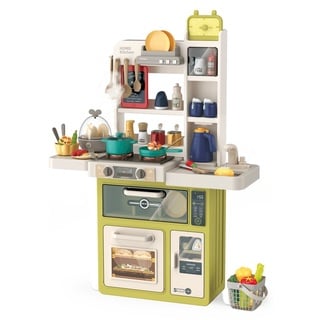 Esun Spielküche Kinderküche mit Küchenzubehör, Licht, Spray, Sound und Wassereffekten, Spielküche, Kinderküche Grün grün 85 cm