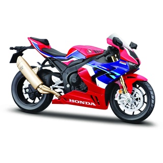 Maisto Honda CBR 1000RR-R Fireblade: Motorradmodell im Maßstab 1:12, mit Federung und ausklappbarem Seitenständer, 17 cm, rot-blau (5-20099), Mittel