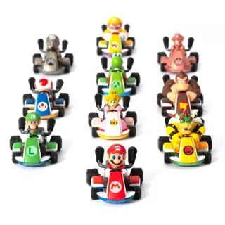 Tomy® Spielekonsolen-Zubehörset Tomy Mario Kart Mini Karts für Sammler., Mini Karts mit Rückziehmotor für Mario Kart Fans schwarz