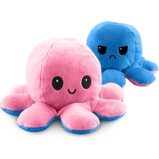 Plüschi Original✓ Octopus Plüschtier XXL Groß Oktupus Stimmungs Kuscheltier Oktopus Plüsch wenden XXL Oktopus Plüschfigur Stofftier zum wenden 30cm (Rosa & Blau)
