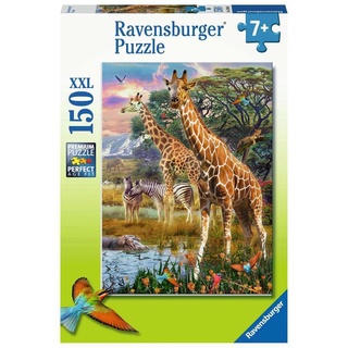 Ravensburger 12943 Kleurrijke savanne Kinderpuzzle-12943 Bunte Tier-Puzzle für Kinder ab 7 Jahren, mit 150 Teilen im XXL-Format, Silver