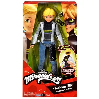 Playmates Toys Anziehpuppe 50195, Miraculous Schwarze Katze Adrien Flip Puppe bunt