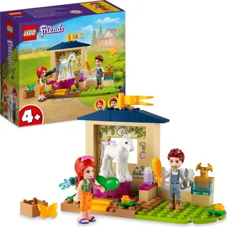 LEGO 41696 Friends Ponypflege, Pferdestall mit Pferd-Figur und Mia Mini-Puppe - Beige