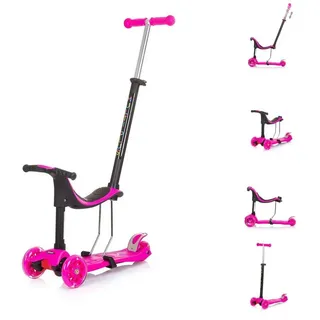 Chipolino Cityroller Kinderroller 3 in 1 Multi Plus, 3 Räder, Laufrad, Roller, LED-Lichter rosa