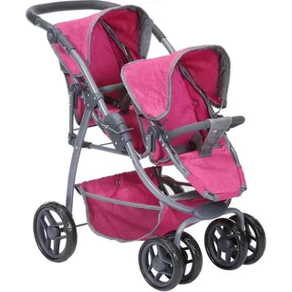 Knorrtoys® Puppen-Zwillingsbuggy Milo - Berry rosa