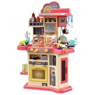 Coemo Spielküche Kunststoff, Kinderküche JOE Rot Herd mit schönem Licht, Sound 46 tlg. Zubehör rot