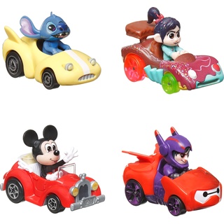 HOT WHEELS RacerVerse Disney - Mickey Maus, Vanellope, Hiro und Stitch als Fahrer im Die-Cast-Set, für Kinder ab 3 Jahren, HKD31