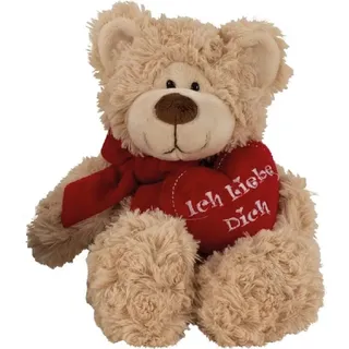 Plüschtier Bär beige sitzend 17cm mit Herz Ich liebe Dich Teddybär Kuscheltier Teddy