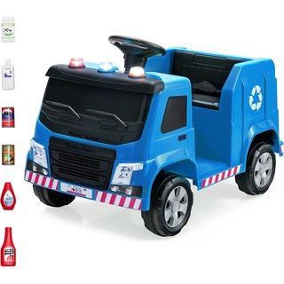 COSTWAY 12V Kinder Aufsitz Müllwagen mit Musik, Hupen und Licht, Elektroauto mit Vorwärts-/Stop-/Rückwärtsfunktion, inkl. Fernbedienung, bis zu...