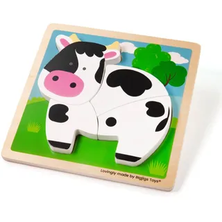 Bigjigs Toys Chunky Lift-Out Puzzle Cow Activity Steckspielzeug aus Holz 12 m+ 1 St.
