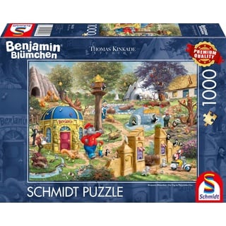 Schmidt Spiele 58423 Thomas Kinkade, Kiddinx, Benjamin Blümchen, Ein Tag im Neustädter Zoo, 1000 Teile Puzzle