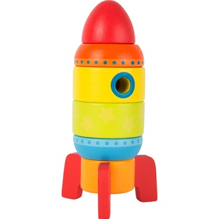 small foot Stapelspielzeug Rakete aus Holz, fünf Steckteile fördern die Feinmotorik, für Kleinkinder ab 1 Jahr, 10588 Spielzeug, Mehrfarbig