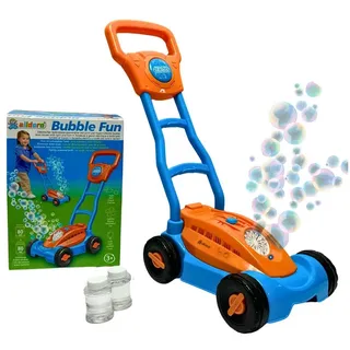 alldoro Seifenblasenspielzeug 60617, Rasenmäher für Kinder mit Seifenblasen-Funktion, LED und Hupe blau