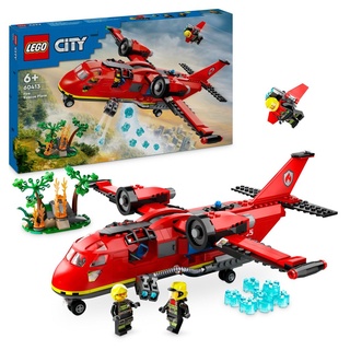 LEGO City Löschflugzeug, Feuerwehr-Set mit Flugzeug-Spielzeug für Kinder, Bauset mit 3 Feuerwehrmann-Figuren und Brandkulisse, tolle Geschenk-Ide...