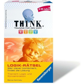 Ravensburger 23294 - Think Kids Logik-Rätsel, Mitbringspiel für 1 Spieler, ab 8-99 Jahren, kompaktes Format, Reisespiel, Rätselspaß, Yellow