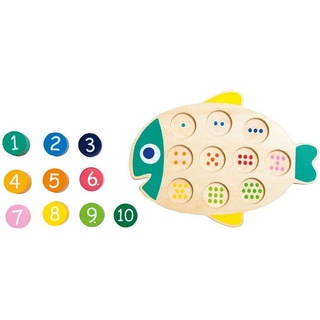 PLAYTIVE® JUNIOR Holz-Lernspiel Fördert spielerisch den Umgang mit Zahlen, Farben und Formen