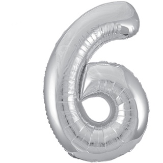 Riesenzahl 6 Luftballon - 86 cm - Silber