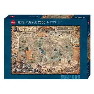 HEYE Puzzle 298470 - Piratenwelt - Landkarten-Kunst, 2000 Teile,..., 2000 Puzzleteile bunt