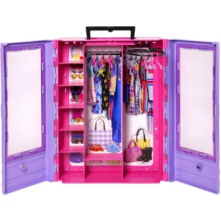 Barbie Kleiderschrank, Ultimate Closet, zum Organisieren von Barbie Kleidung und Accessoires, inkl. Kleiderbügel, Spielzeug ab 3 Jahre, HJL65