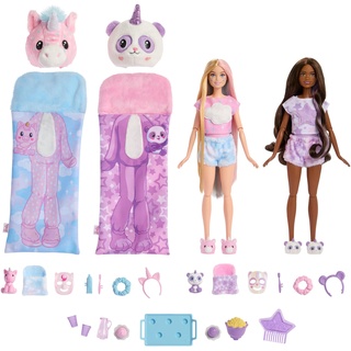 Barbie Cutie Reveal Pyjamaparty Deluxe Set - Über 35 Überraschungen inkl. 2 Puppen, 2 Haustiere, Farbwechsel & Zubehör für endlosen Spielspaß ab 3 Jahren, HRY15