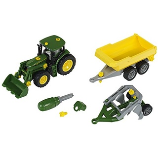 Theo Klein 3904 John Deere Traktor mit Kippmuldenanhänger und Pflug