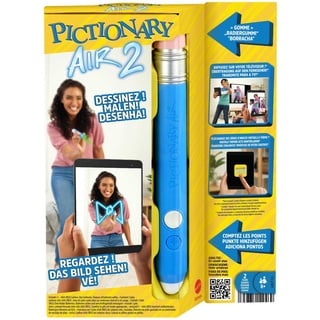 Mattel Games Pictionary Air 2 Zeichenspiel mit App, Familienspiel mit Lichtstift und Begriffskarten, zum Verbinden mit dem Smartphone oder Tablet, Scharade, für Spieler ab 8 Jahren, HNT74