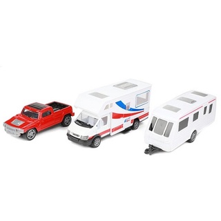 Toi-Toys Spielzeug-Krankenwagen Auto Wohnmobil und Pick-up mit Wohnwagen als Anhänger