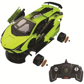 JAMARA 403129 - Lamborghini Sián FKP 37 1:18 2,4GHz Bausatz - Teile Werden gesteckt, kein Werkzeug od. kleben nötig, detailgetreuer Innenraum, Türen manuell öffnen, grün