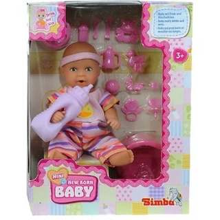 Simba 105033195 - Mini - New Born Baby, Vollvinyl-Puppe, 12 cm, inklusive Zubehör, sortiert