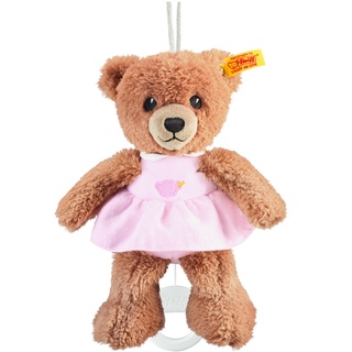 Steiff Schlaf-gut Bär Spieluhr - 20 cm - Teddybär mit Kleid - Kuscheltier für Babys - weich & waschbar - beige / rosa (239540), Medium