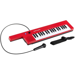 McGrey KT-3712 Kinderkeyboard - 37 Tasten - Inklusive Tragegurt und Mikrofon - Betrieb über Akku und USB-Netzteil möglich - 4 Klangfarben, 4 Begleitrhythmen und 10 Demosongs - Rot