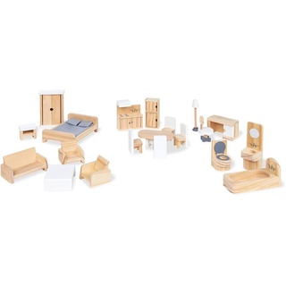 Pinolino® Puppenhausmöbel »Puppenhauseinrichtung aus Holz« (Set, 20tlg), aus Holz beige|weiß