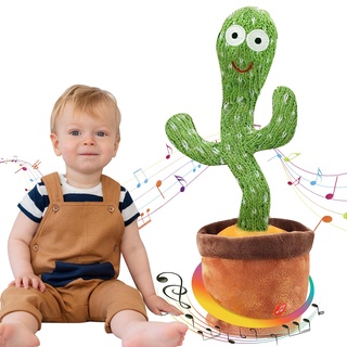Ava's Toys Tanzender Kaktus, Nachsprechendes Spielzeug - Interaktiver Sprechender Kaktus, Musikalisches Plüschtier mit 120 Liedern, Tanzende Blume, Leuchtet & Singt, Aufnahmefunktion, Cactus Toy