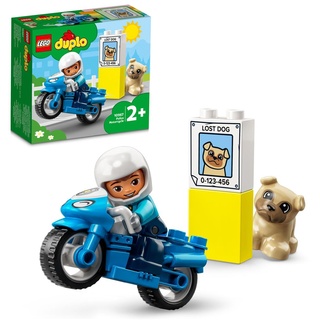 LEGO 10967 DUPLO Polizeimotorrad, Polizei-Spielzeug für Kleinkinder ab 2 Jahre, ideales Motorikspielzeug für Babys, Spielzeug-Motorrad