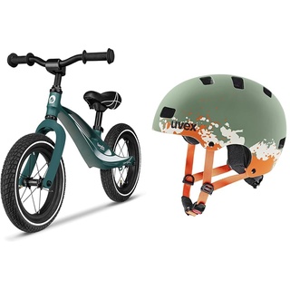 Lionelo Bart Air Laufrad ab 2 Jahre bis zu 30 kg & uvex Kid 3 cc - robuster Fahrradhelm für Kinder- individuelle Größenanpassung - optimierte Belüftung - Moss Green - Sand matt - 51-55 cm