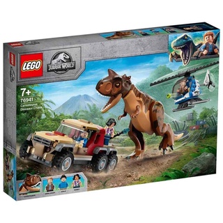 LEGO 76941 Jurassic World Verfolgung des Carnotaurus, Dino Spielzeug mit Helikopter und Pickup für Jungen und Mädchen ab 7 Jahren, Dinosaurier Geschenkidee