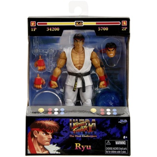 Jada Toys Street Fighter Figur RYU (15 cm) - bewegliche Sammel- und Actionfigur aus Street Fighter 2: The Final Challengers, mit alternativem Kopf, Händen und Zubehör, ab 13 Jahre
