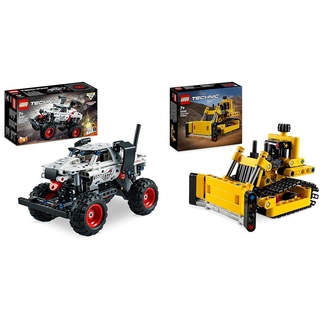 LEGO Technic Monster Jam Monster Mutt Dalmatian, Monster Truck-Spielzeug & Technic Schwerlast Bulldozer, Spielzeug-Planierraupe zum Bauen