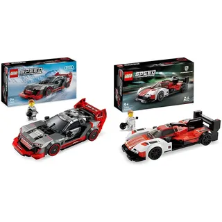 LEGO Speed Champions Audi S1 e-tron Quattro Rennwagen Set & Speed Champions Porsche 963, Modellauto-Bausatz Geschenk, Rennfahrzeug Spielzeug für Kinder, 2023 Sammelset mit Fahrer-Minifigur 76916