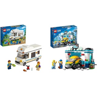 LEGO 60283 City Starke Fahrzeuge Ferien-Wohnmobil Spielzeug & 60362 City Autowaschanlage