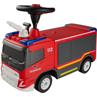BIG Feuerwehr Rutschauto ab 2 Jahre - großes Feuerwehrauto zum Fahren und Spielen mit Hupe und Wasserspritzfunktion (bis 6 Meter), Rutschfahrzeug für Kinder von 2-5 Jahre (max. 50 kg)
