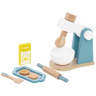 Mamabrum Holz-Küchenmixer-Set für Kinder – Realistisches Backspielzeug mit Zubehör – Perfekt für Rollenspiele und Förderung der Feinmotorik