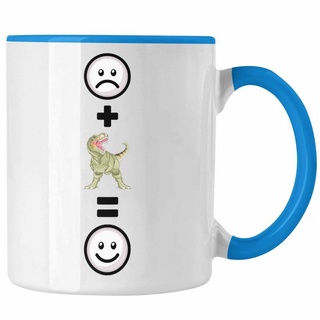 Trendation Tasse T-Rex Dinosaurier Tasse Geschenk für Dino Fans T-Rex :(Dinos) blau