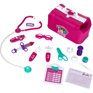 Klein Theo 4601 Barbie Arzttasche | Mit Stethoskop, Brille, Pflaster u.v.m. | Thermometer mit Licht und Sound | Maße: 27 cm x 14,5 cm x 18 cm | Spielzeug für Kinder ab 3 Jahren