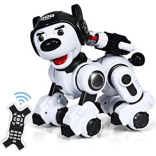 COSTWAY RC-Roboter Hund Roboter, mit Musik-, Tanz-, Blink- und Schießfunktion schwarz 25 cm x 25 cm x 18 cm