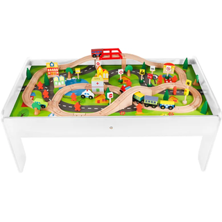 Coemo Spieltisch mit Holzeisenbahn Multifunktionstisch für Kinder